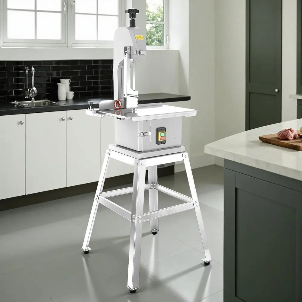 

Portable Electric Meat Bandsaw, 2500W with Stainless Steel Workbench, 18.7 x 12 Cutting, 8-Blade Meat & Rib Cutter
