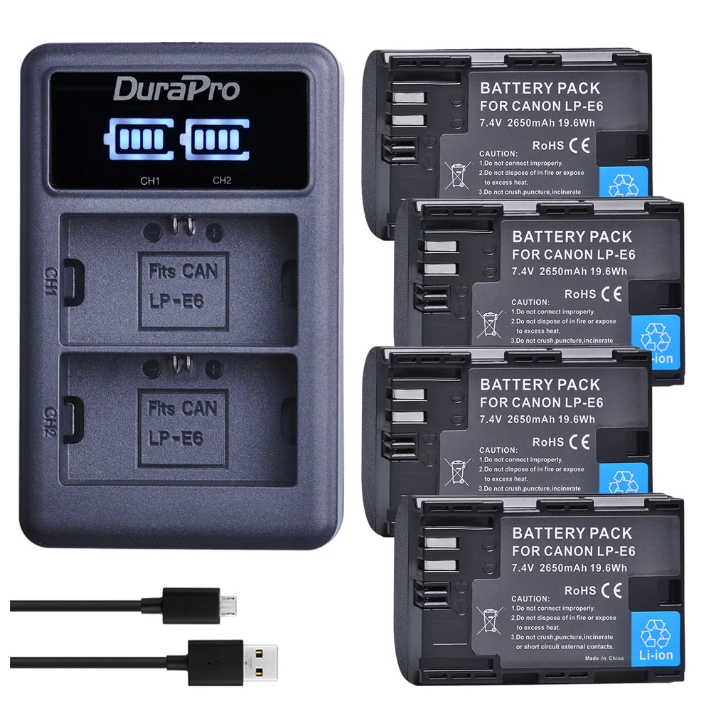 DuraPro 2040MAH LP-E6 LP-E6N LPE6 Pin Sản Xuất Với Nhật Bản Tế Bào Cho Canon EOS 5D Mark II 2 III 3 6D 7D 60D 60Da 70D 80D 90D