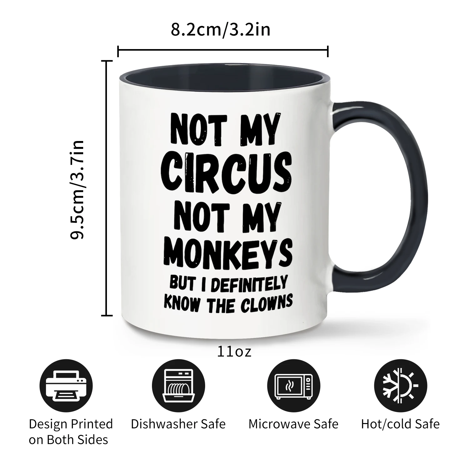 1pc, Not My Circus Not My Monkeys Coffee Mug- Funny, Sarcastic, Motivational, Inspirational birthday gifts for friends,11oz