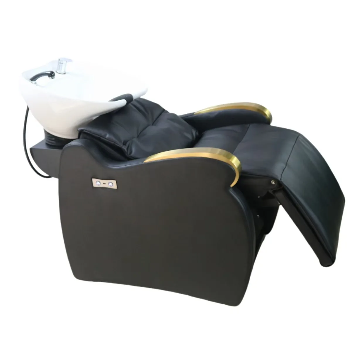 

！@Professional Hair Adjustable Style Hair Salon Electric Foot Lift Washing Bed& Chair Shampoo Chair With Bowl Barbershop