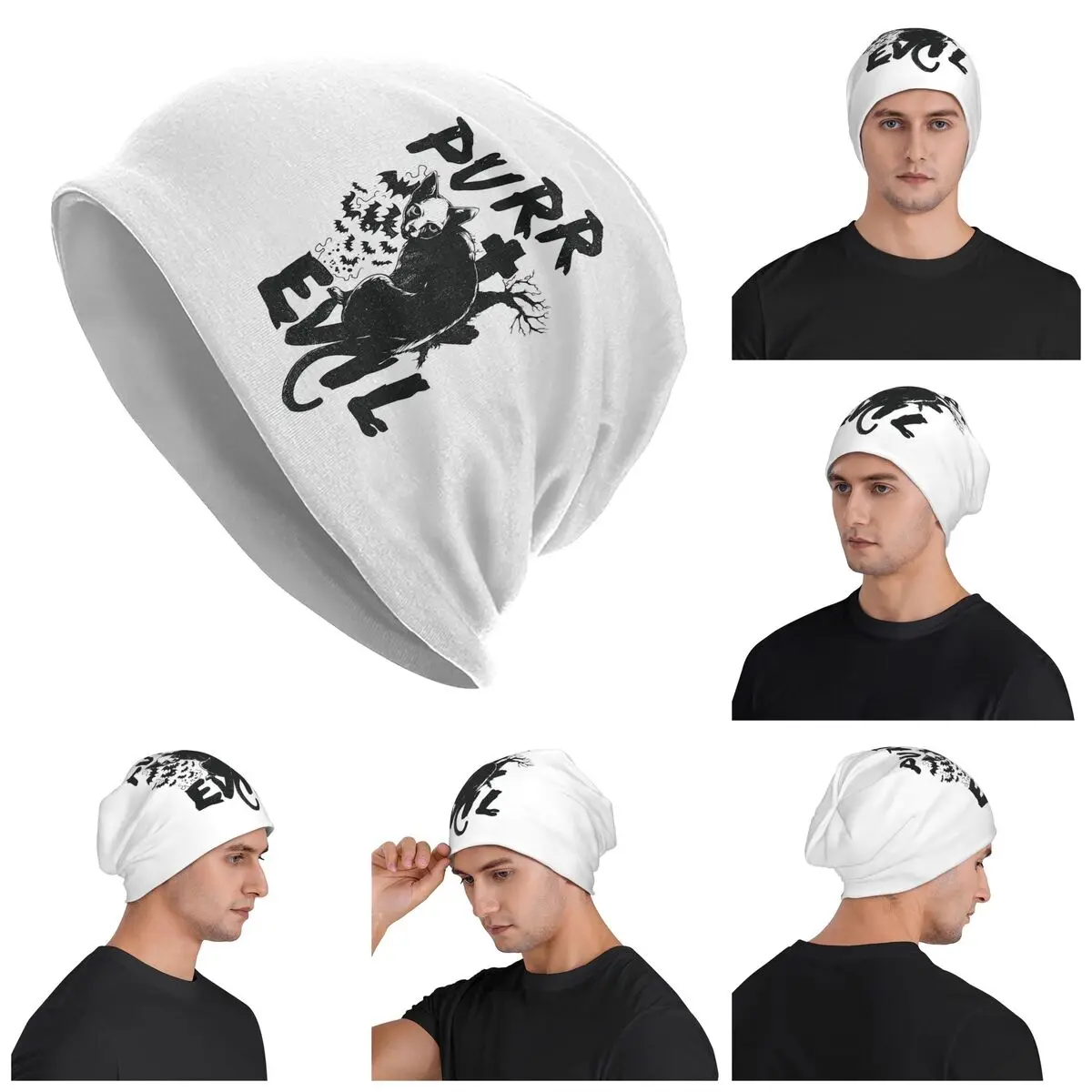 

Purr Evil Warm Knitted Cap Hip Hop Bonnet Hat Autumn Winter Outdoor Beanies Hats for Men Women Adult