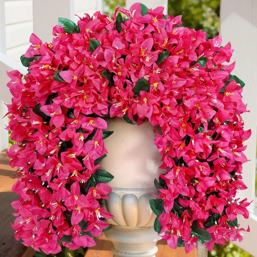 

Искусственные цветы бугенвиллеи, 4 шт., пластиковые длинные вьющиеся лозы, искусственные цветы для улицы и дома, для сада, веранды, патио, балкона, декора