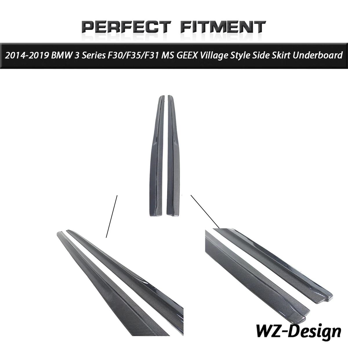 

Боковая юбка из углеродного волокна CF подходит для BMW 3 серии F30/F35/F31 MS GEEX Village 2014-2019, нижняя панель боковой юбки