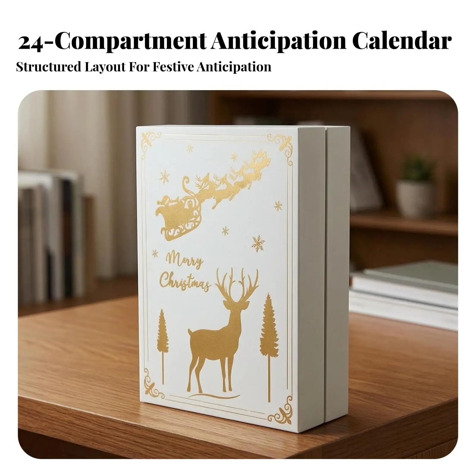 Wooden Christmas Calendar Handmade Tabletop Display Festive for Fireplace Mantel