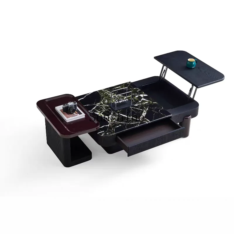 Modern light luxury minimalist  medieval style home living room microcrystalline stone combination coffee table