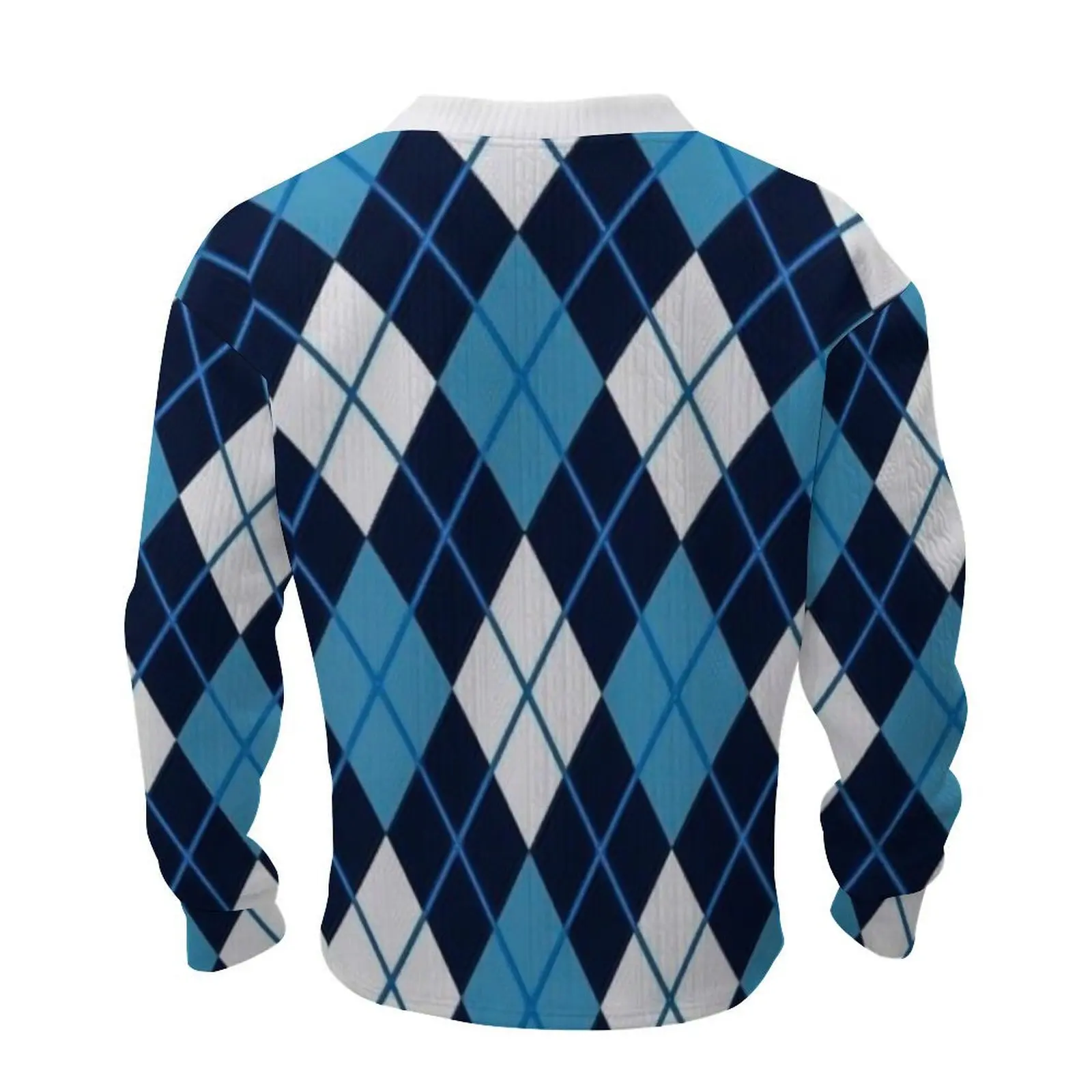 Men's knitted sweater set 3D three-dimensional jacquard design, loose casual long-sleeved V-neck top + straight length