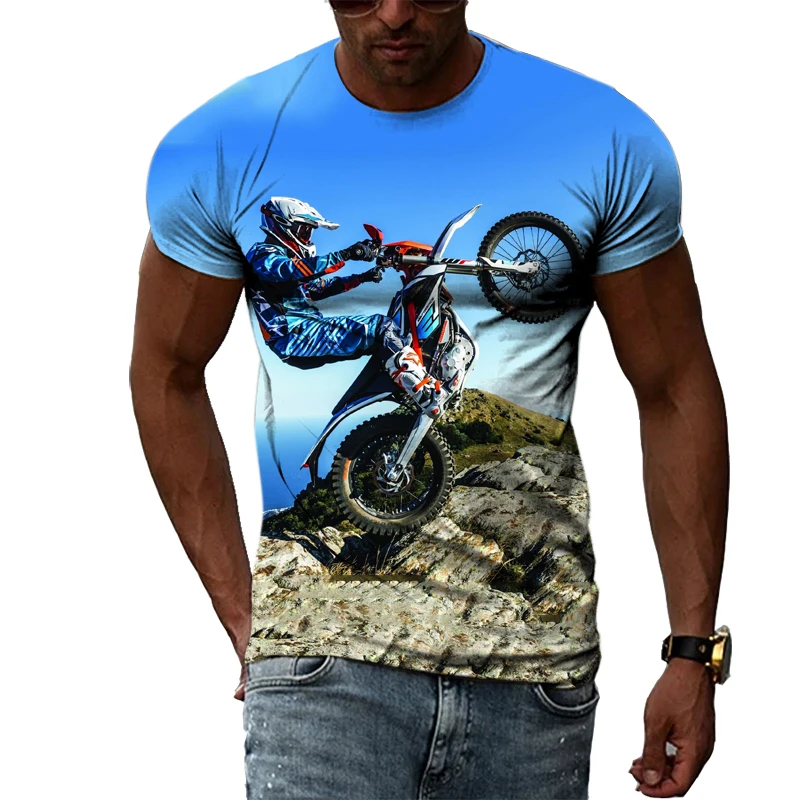 Summer Fasion Cool Style Motocross Graphic T Shirts For Men Casual 3D Print Trending Products T-shirts with Short Sleeves