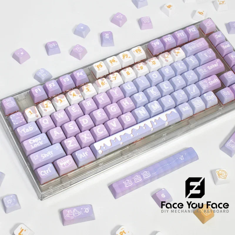 128 Key Dreamy PBT Keycaps XDA Profile Keycap Dye Sublimation Mechanical Keyboard Keycap for MX Switch GK64 Gaming Keyboard