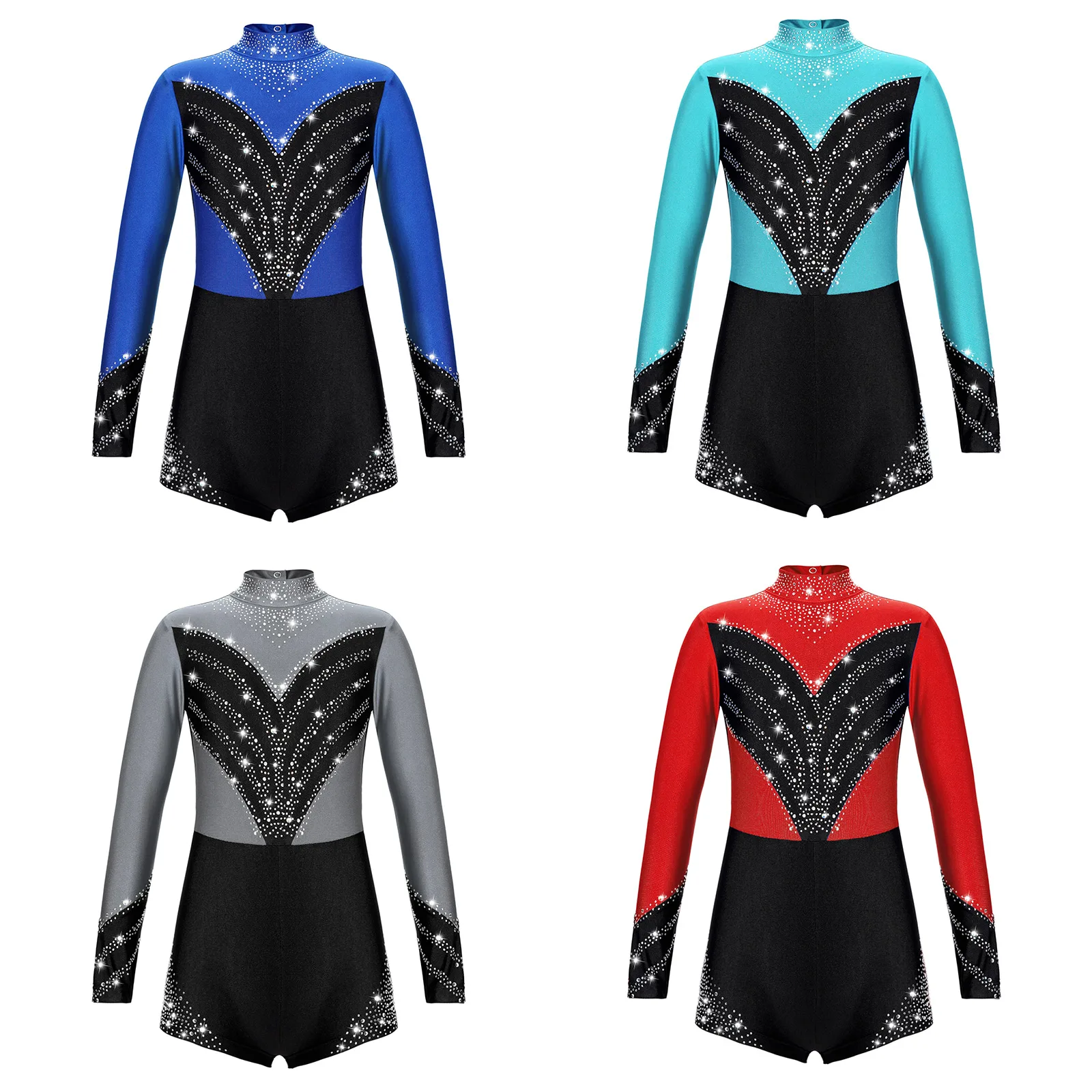 Kids Girls Ballet Dance Leotard Long Sleeve Sports Bodysuit Gymnastics Workout Stage Dance Costume Figure Skating Dance Unitard