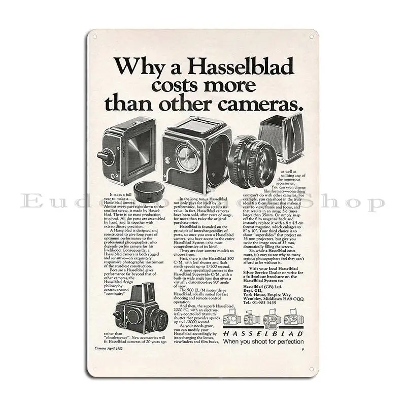 Hasselblad Cameras Vintage Advertisement Film Photography Ad Metal Sign Living Room Mural Create Printing Cinema Tin Sign Poster