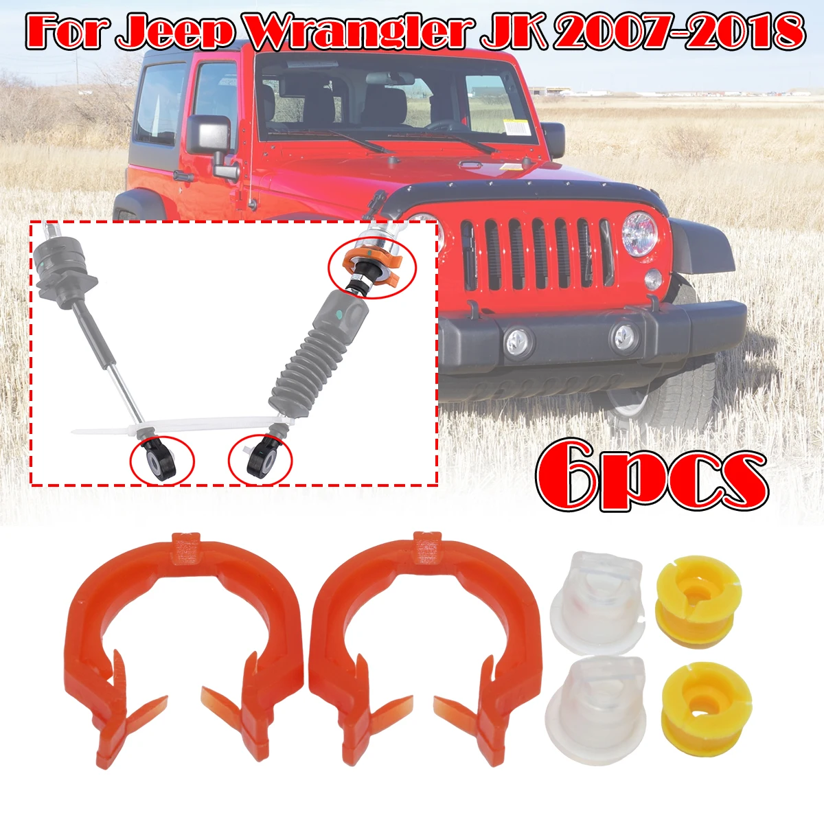 

6X For Jeep Wrangler JK 07-2018 Gear Shift Cable Bushing Gearbox Pull Head Lever Line Rubber Sleeve Transfer Case Retainer Clip