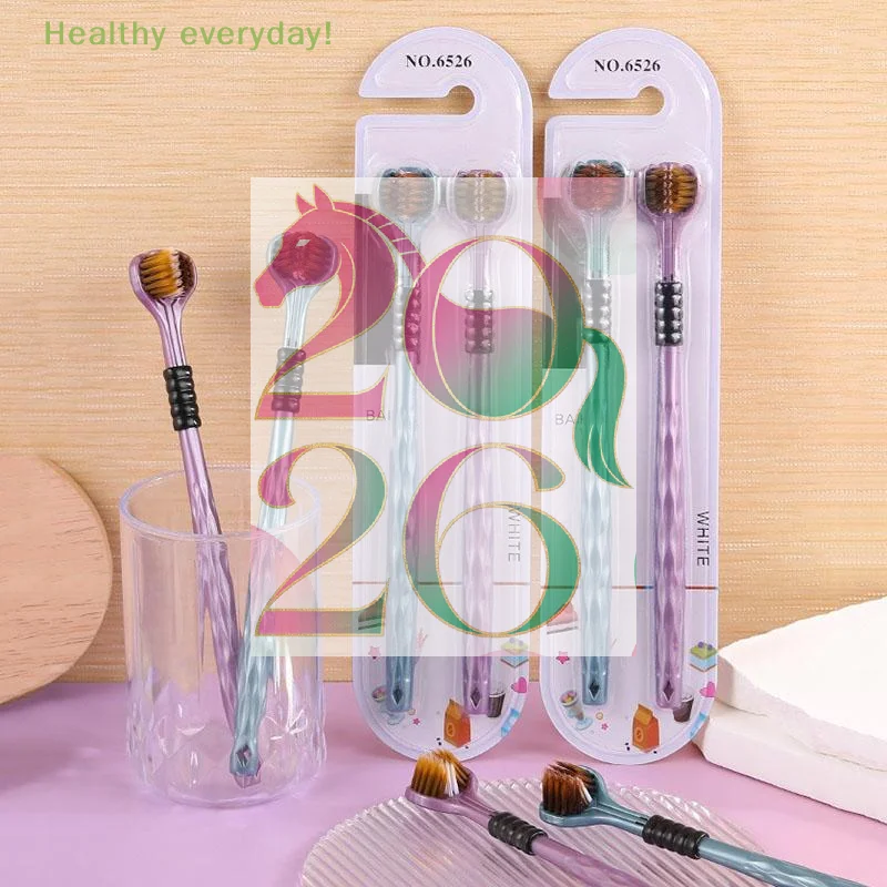 

3D-стерео зубная щетка с тремя сторонами чистки, ультратонкие мягкие щетинки, для взрослых, с очистителем языка, для ухода за полостью рта 360° ° Зубная щетка для чистки зубов