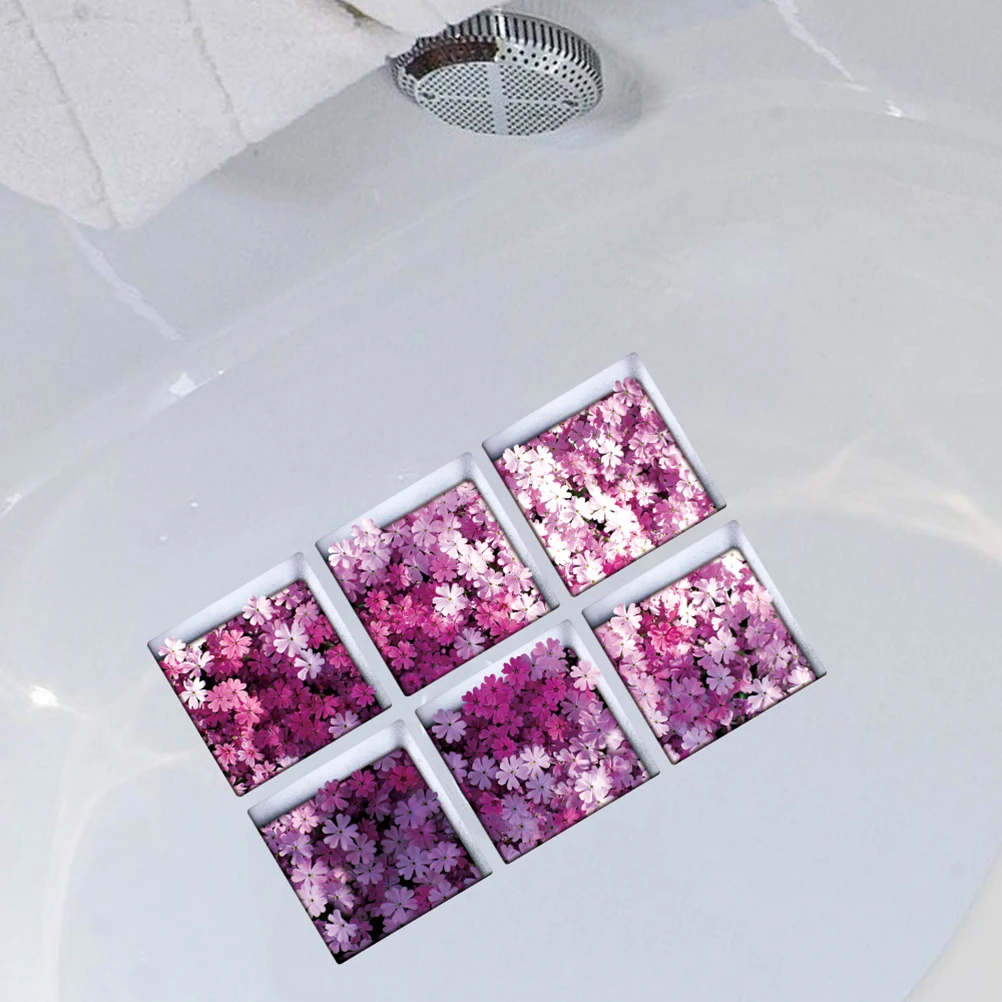 

6 pcs 3D Bathtub Stickers Waterproof Pvc Non-Slip Adhesive Bath Decals Wall Stickers For Ceramic Fiberglass Surfaces Removable