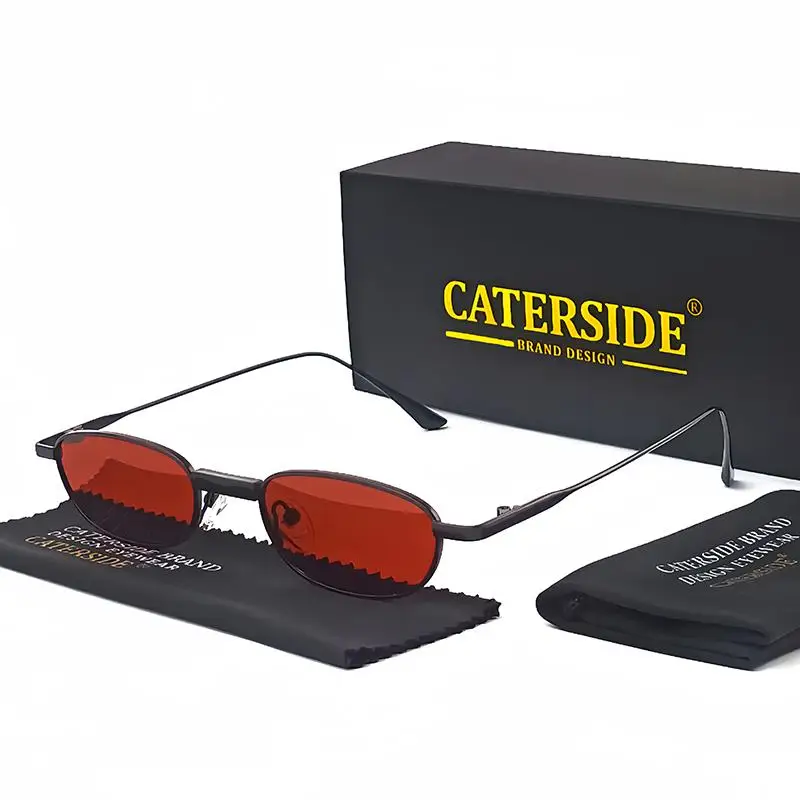 CATERSIDE Polarisierte kleine Sonnenbrille für Herren, rechteckig, Punk-Markendesign, Sonnenbrille für Damen, zum Fahren, für Partys, Urlaub, Geschenke – Detail 7