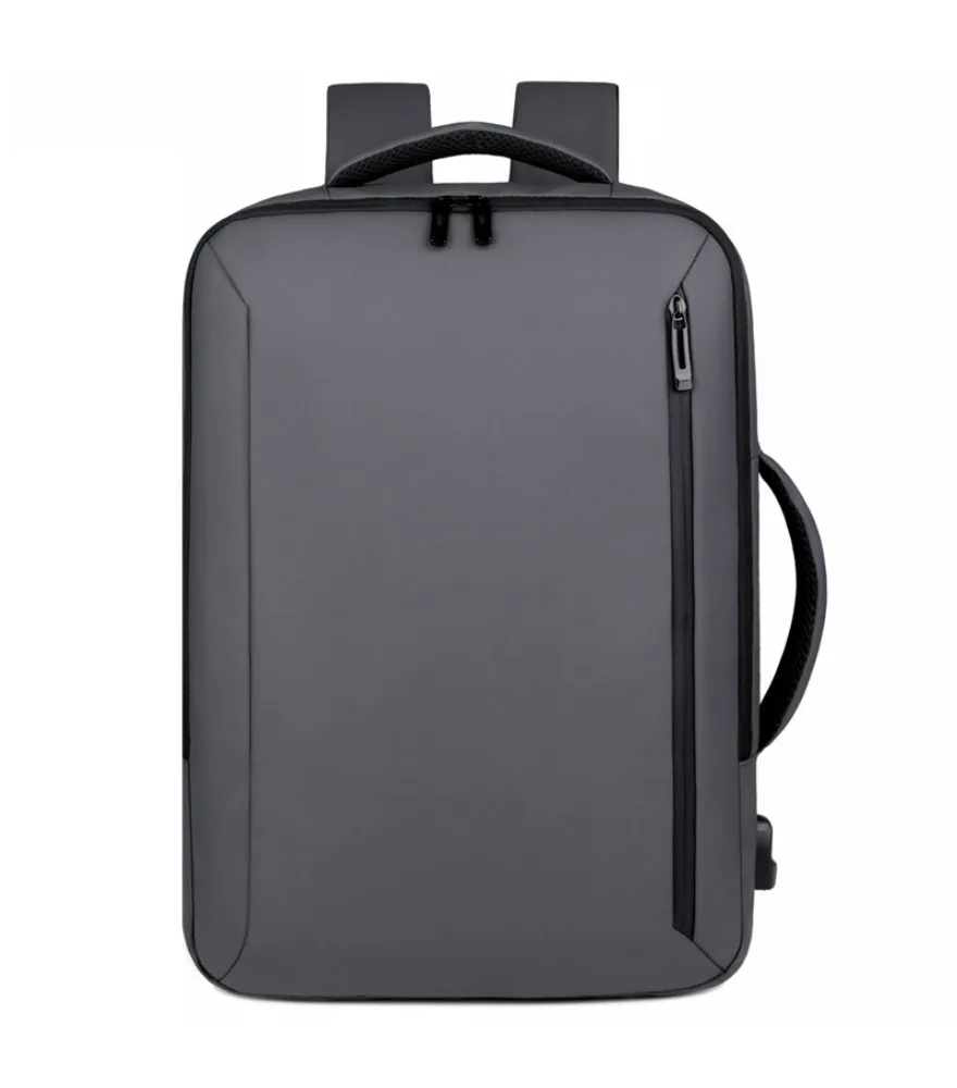 Black hardshell square backpack with extra side handle anti splash compact design for daily business weekend outing