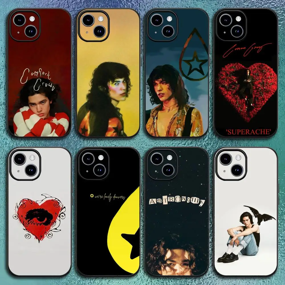 Divertida Funda de Teléfono C-Conan Gray Singer para iPhone 17 16 15 14 13 12 11 Pro Max Plus Mini, Negra Esmerilada, Carcasa Suave