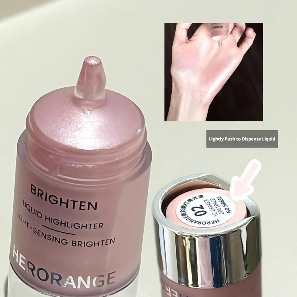 Light-Sensing Brighten Liquid Highlighter Blush, Korean Dewy Sheer Makeup, Watery Glow Liquid Illuminator for Face Brightening