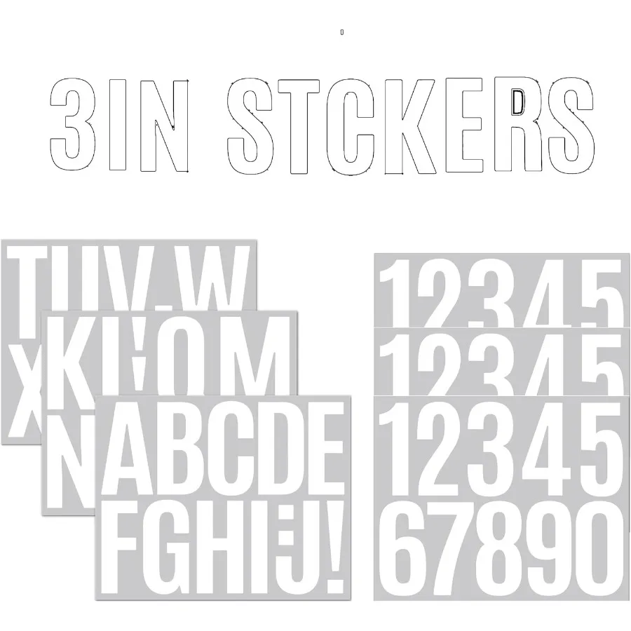 Letter Stirs 6 Sheets Maiox Numbers 3 inch Self Adhesive Vinyl Waterproof Stirs Large Decals House Numbers DIY Crafts Art Makin