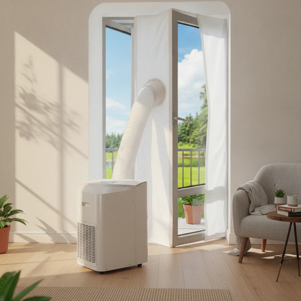 Kit de ventilation universel pour fenêtre avec joint en tissu et ouverture pour tuyau, facile à installer, panneau d'étanchéité pour échappement de fenêtre, matériel souple