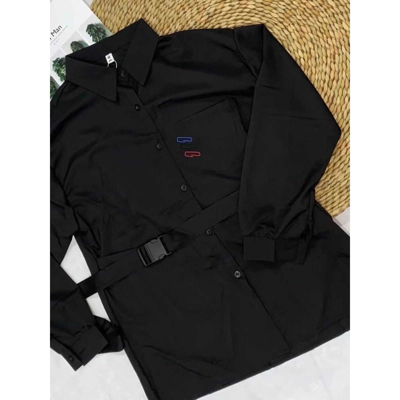 

Extra Large 300 Pou Hong Kong Sle Long Sve irt Men Faionable Haome Loose irt Jaet Polyester Casual Wear