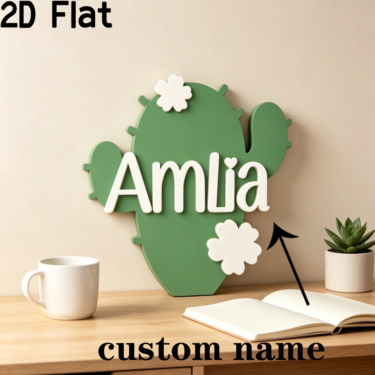 1Pc Custom Green Cactus Wooden - огляд і ціна Baby Nursery Green