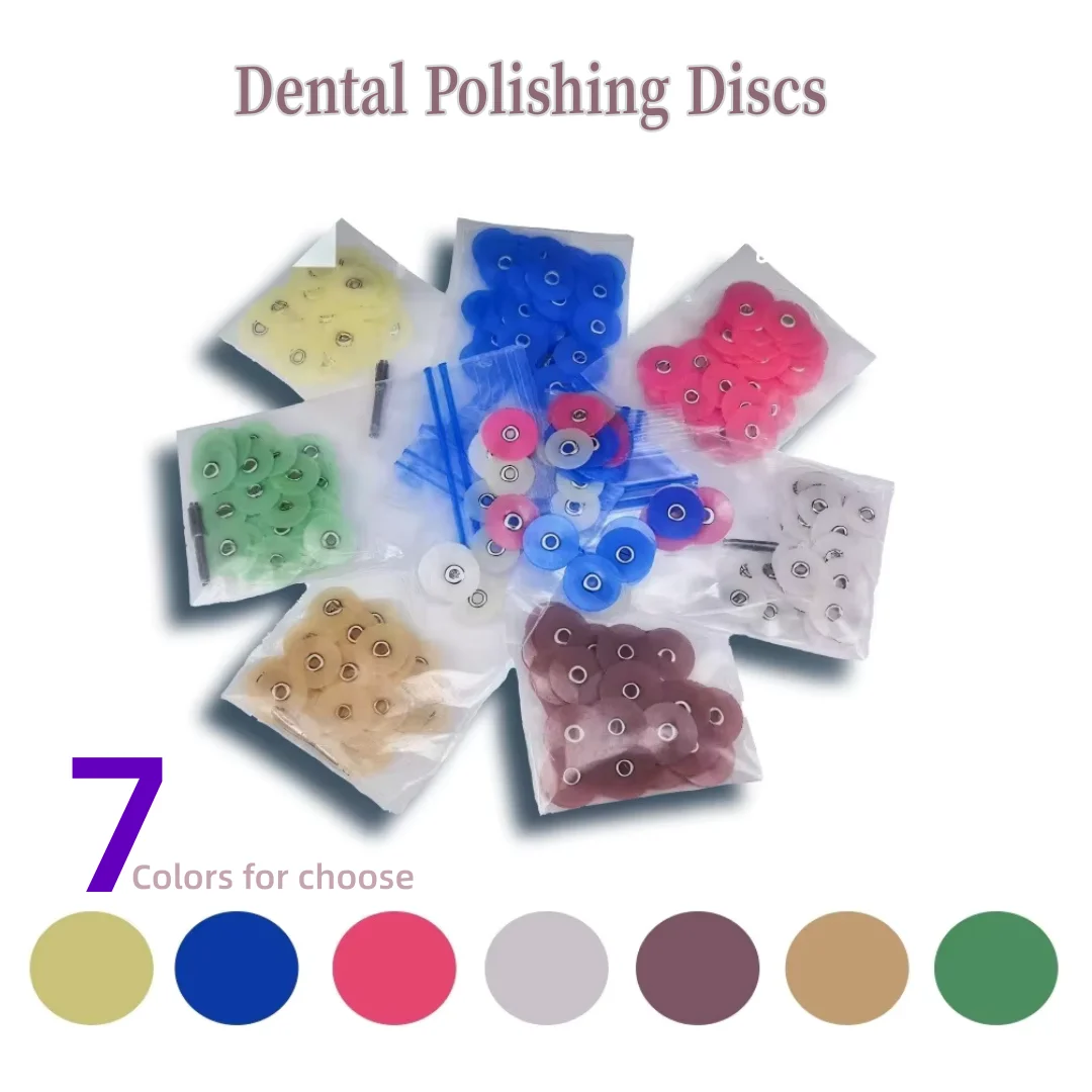 

40pcs Dental Polishing Disc with 1 Shank 14mm Grinding Material, Dental Clinic Dentist with Caps Polishing Disc Sanding Tool