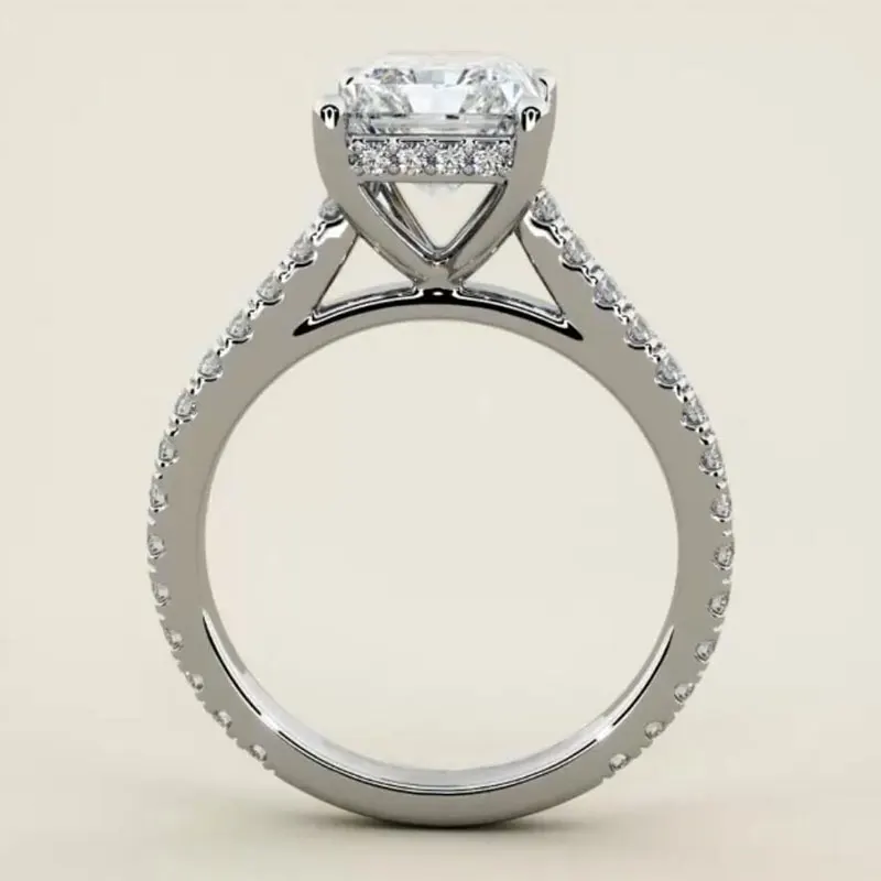 Ehhai GRA Certified 3CT Radiant Cut Moissanite Engagement Rings for Women S925 Sterling Silver Wedding Ring Fine Jewelry Gifts