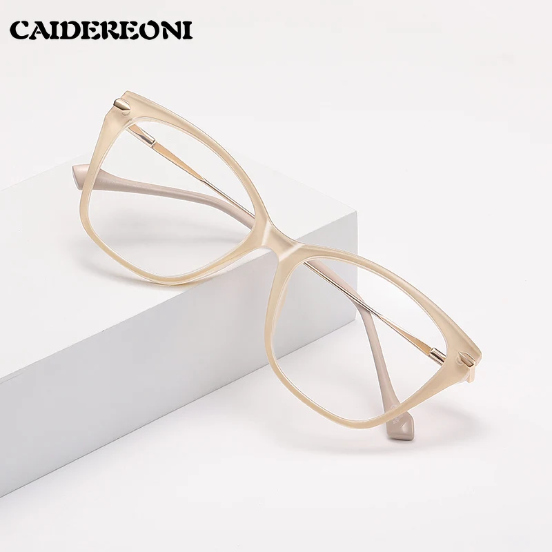 CAIDERONI Fashion Cat Eye Reading Glasses Women Anti-Blue Light Photochromic Customizable Prescription Cylinder lens LS240
