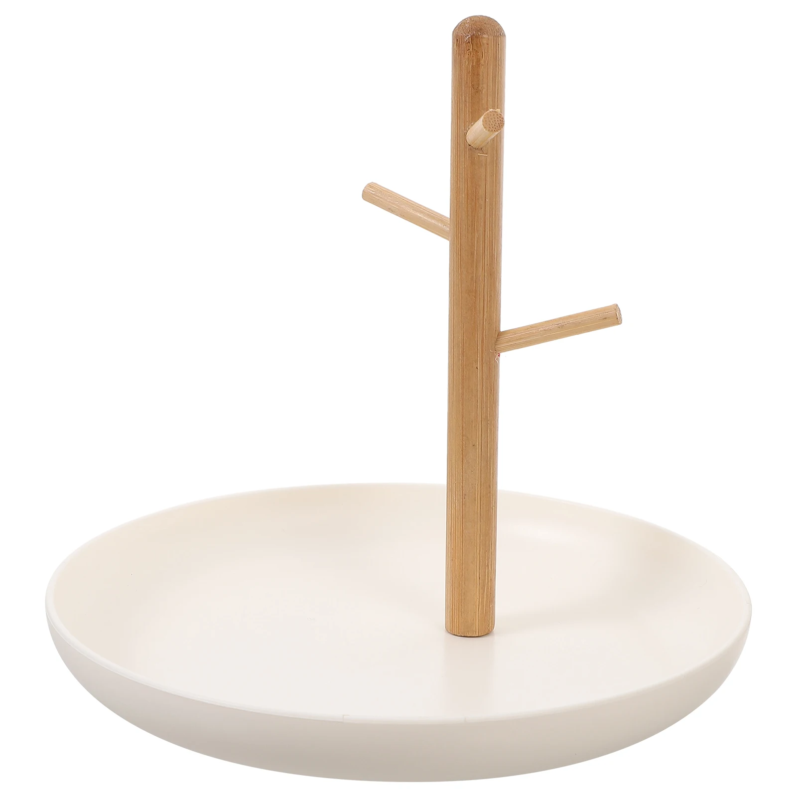 

Jewelry Rack Necklace Desktop Hanging Key Storage Tray Abs Bamboo Sturdy Durable Simple Stand Earring Holder