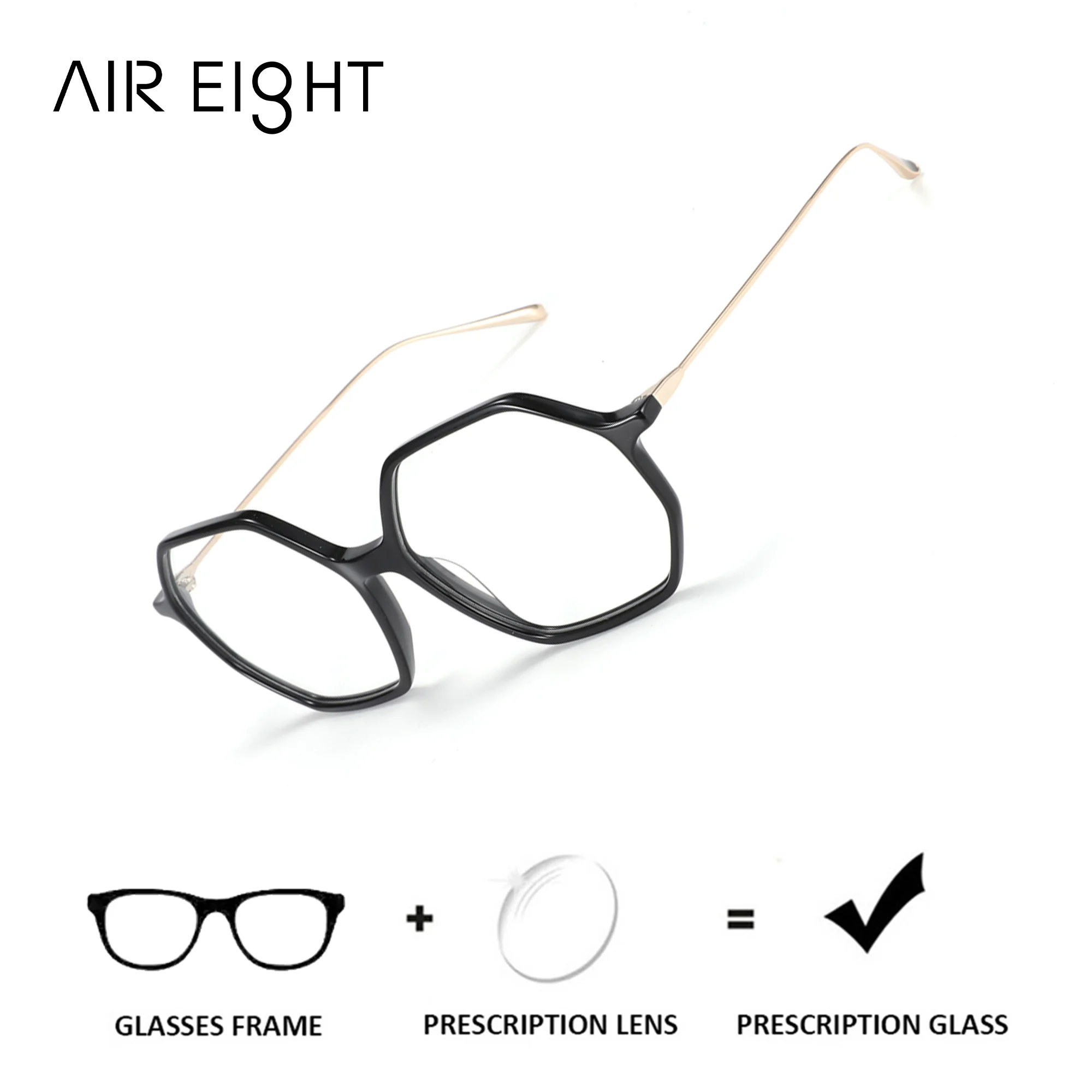 

AIR EIGHT Acetate Polygon Prescription GlassesFor Women Progressive Optical Eyewear Photochromic Multifocal Lenses