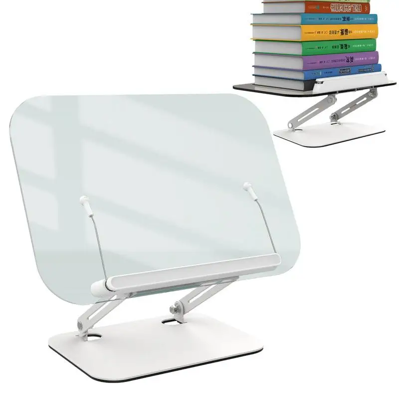 

Book Stand Acrylic Foldable Acrylic Book Holder Transparent Desk Riser Book Accessories Desk Stand With Page Clips For Magazines