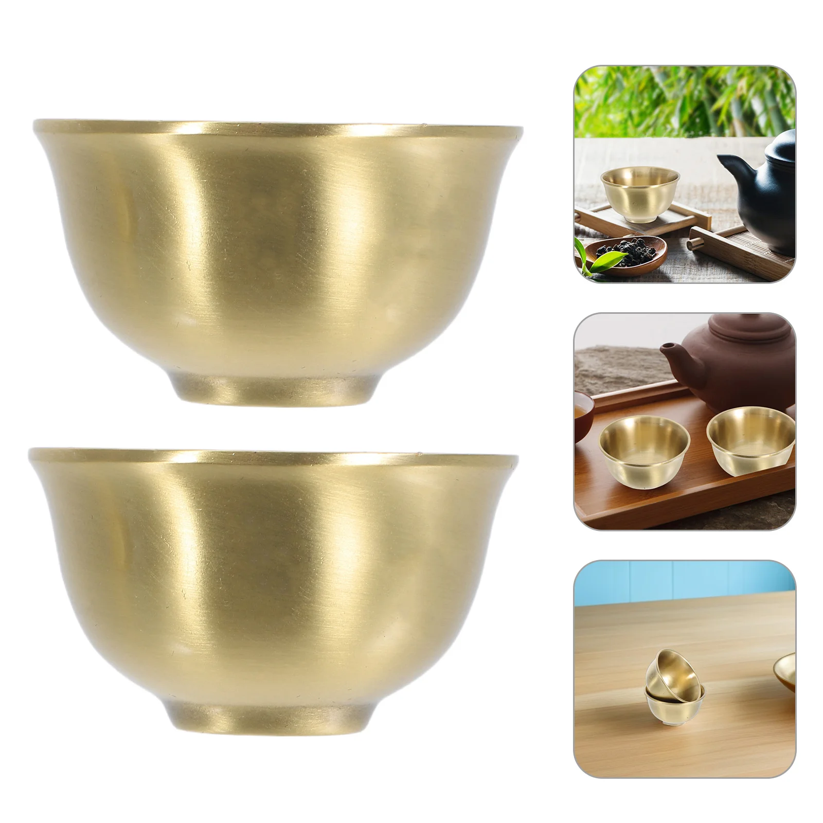 

2Pcs Chinese Retro Tea Bowls Vintage Small Kung Fu Tea Cups Traditional Copper Wine Sake Cups Ceremony Brass Carved Teacup