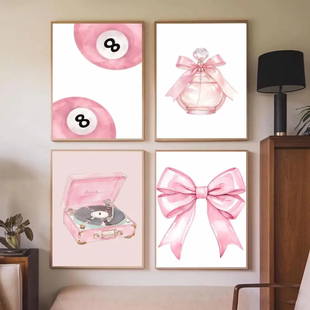 Pink Billiards Cherry Perfume Y2K Poster Wall Art Prints for Bedroom Living Room Office Home Decoration Hanging Artwork Gift