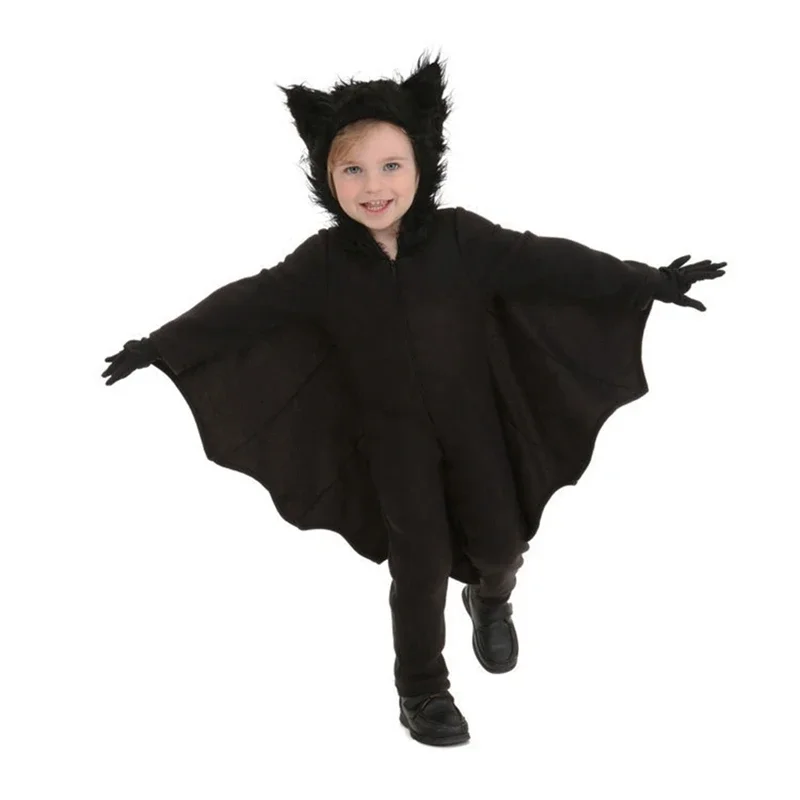 Halloween Kids Vampire Bat Costume Black Animal Fancy Dress Toddler Child Costume Bat Hood Jumpsuit