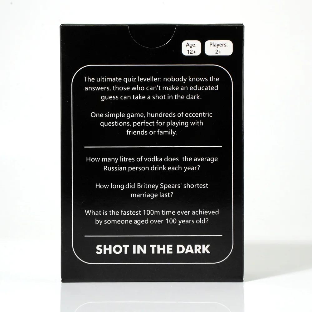 Shot In The Dark Card Game The Ultimate Unorthodox Quiz Game Fun Family For Adults Kids Party Game For Travel Board Games Night