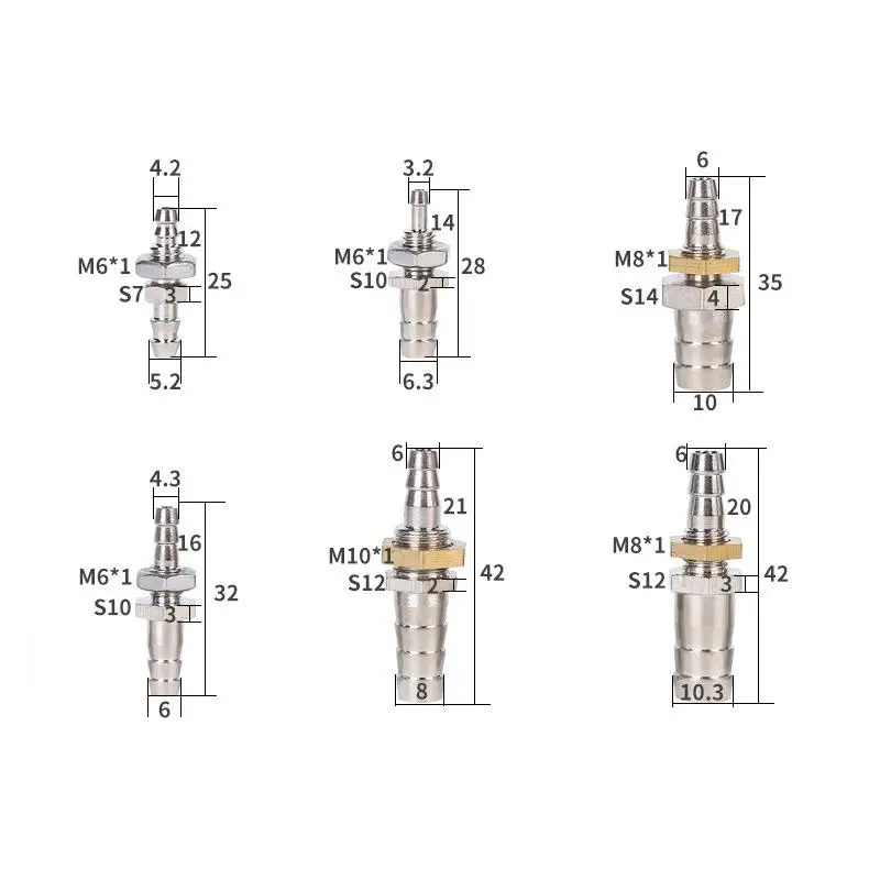 4mm 5mm 6mm 8mm 10mm 12mm Hose Barb Bulkhead 304 Stainless Steel Barbed Tube Pipe Fitting Coupler Connector Adapter