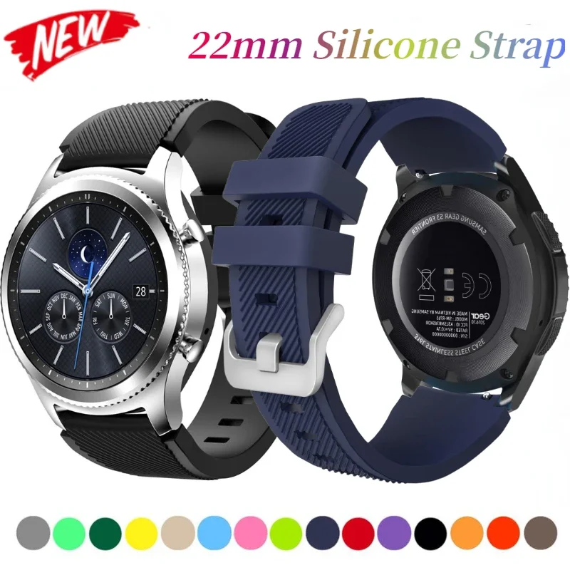 

22mm Silicone Strap for Samsung Galaxy Watch Gear S3 Classic Huawei Watch 3/GT5/4/3 46mm Sport Bracelet for Amazfit GTR 4/3 Pro