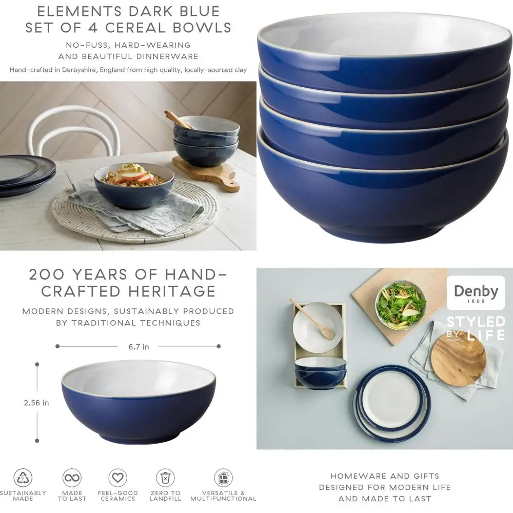 

Набор из 4 синих керамических мисок для супа и десертов – современный дизайн, подходят для посудомоечных машин и микроволновых печей, устойчивы к царапинам, из каменной керамики