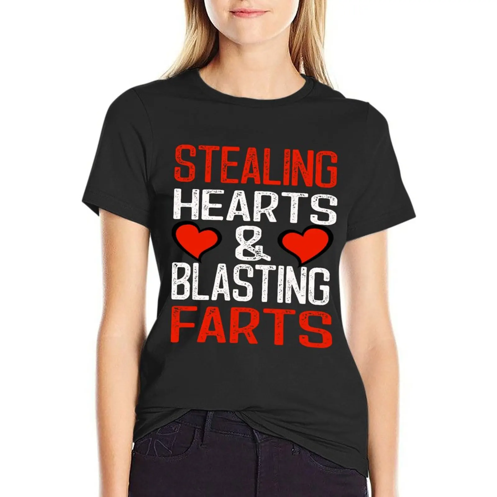 

Stealing Hearts And Blasting Farts / Funny T-Shirt sweat animal print blanks Woman T-shirts