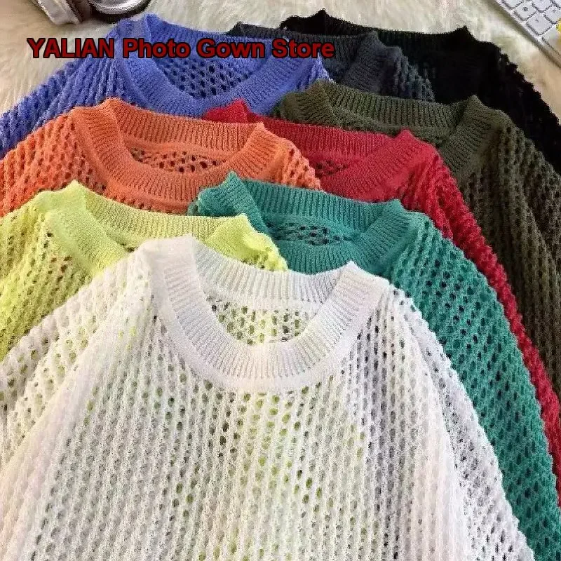 Girls Knit Top Infant Spring Autumn Hollow Out Round Neck Knit Top Fresh Style Kids