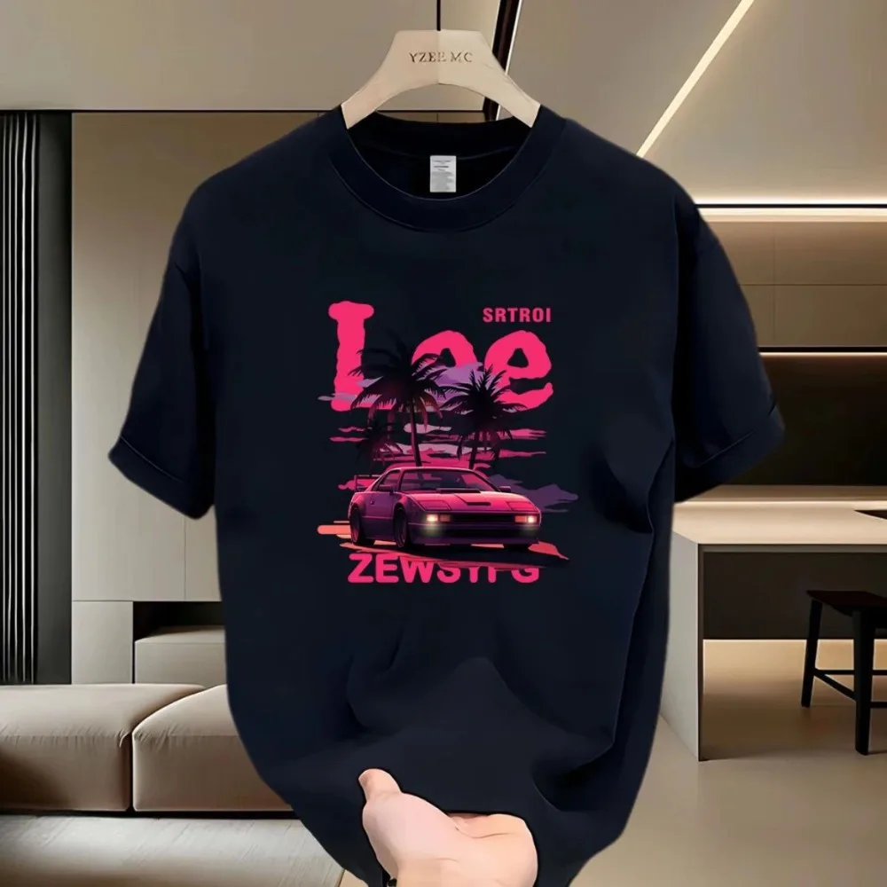 

2025 New Men's Cotton Short Sleeve T-shirt Korean Version of The Trend Fashion with High-end Casual Loose Crew-neck Printed Top