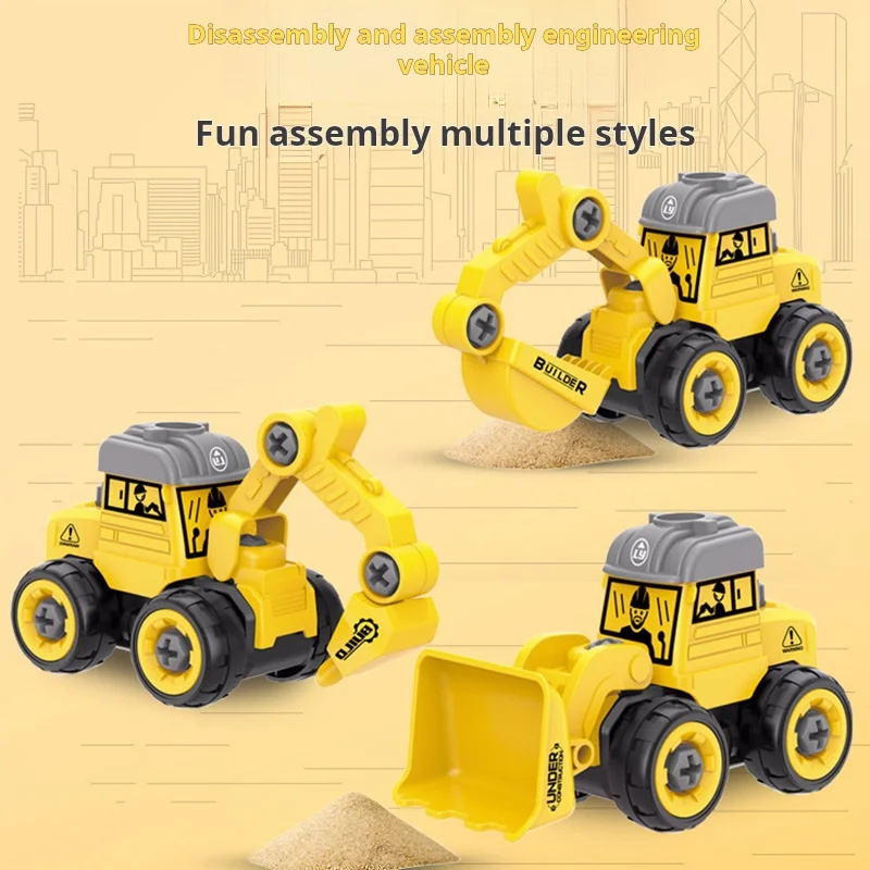 Disassembly Engineering Vehicle Toy DIY Nut Assembly Puzzle Simulation Sliding Excavation for Boys Improve Hand-Eye Coordination