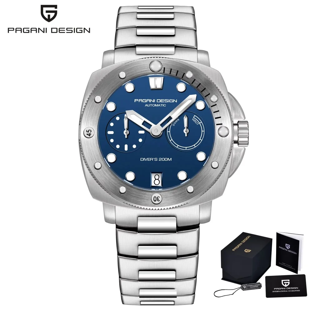 PAGANI DESIGN Männer Mechanische Uhr Luxus Saphirglas Leuchtende Automatische Uhr 200M Wasserdichte Edelstahl Uhr Für Männer 8