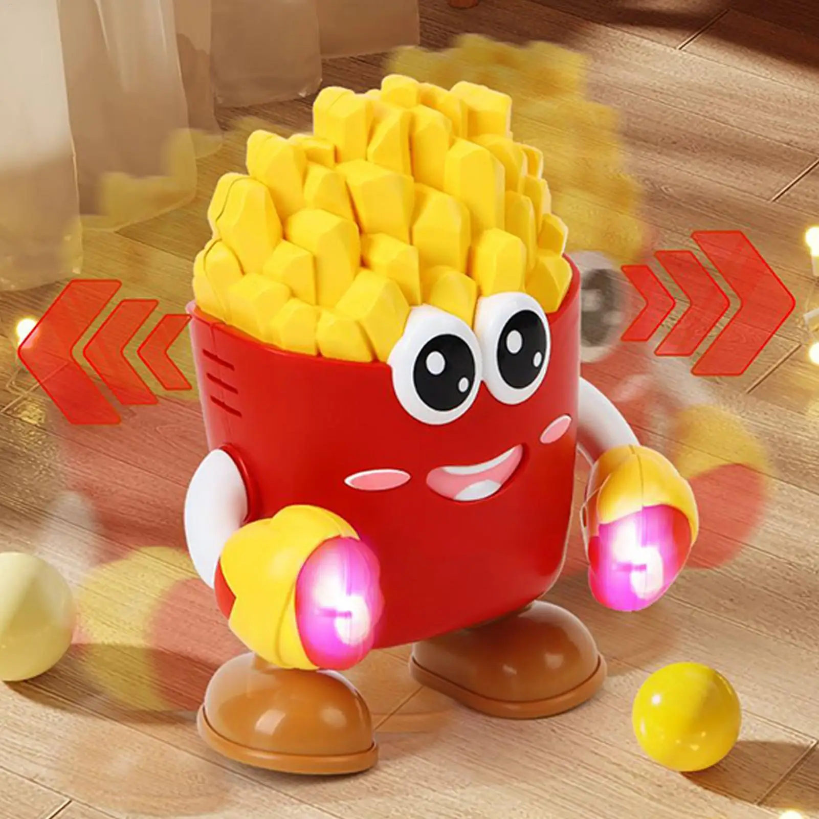 Kids Robot Toy Dance Robot Electric Music Light French Fries Design Doll For Home Indoor Kids Entertainment Play Learning Fun