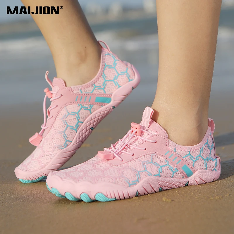 Men Seaside Water Sports Shoes Women Quick Dry Outdoor Wading Shoes Rubber Sole Non-Slip Aqua Shoes for Swimming Surfing Fishing