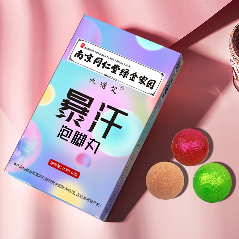 

10 Pcs Mugwort Foot Soak Tablets, Herbal Aromatherapy for Detox & Sweating, Effervescent Bath Salt Spheres