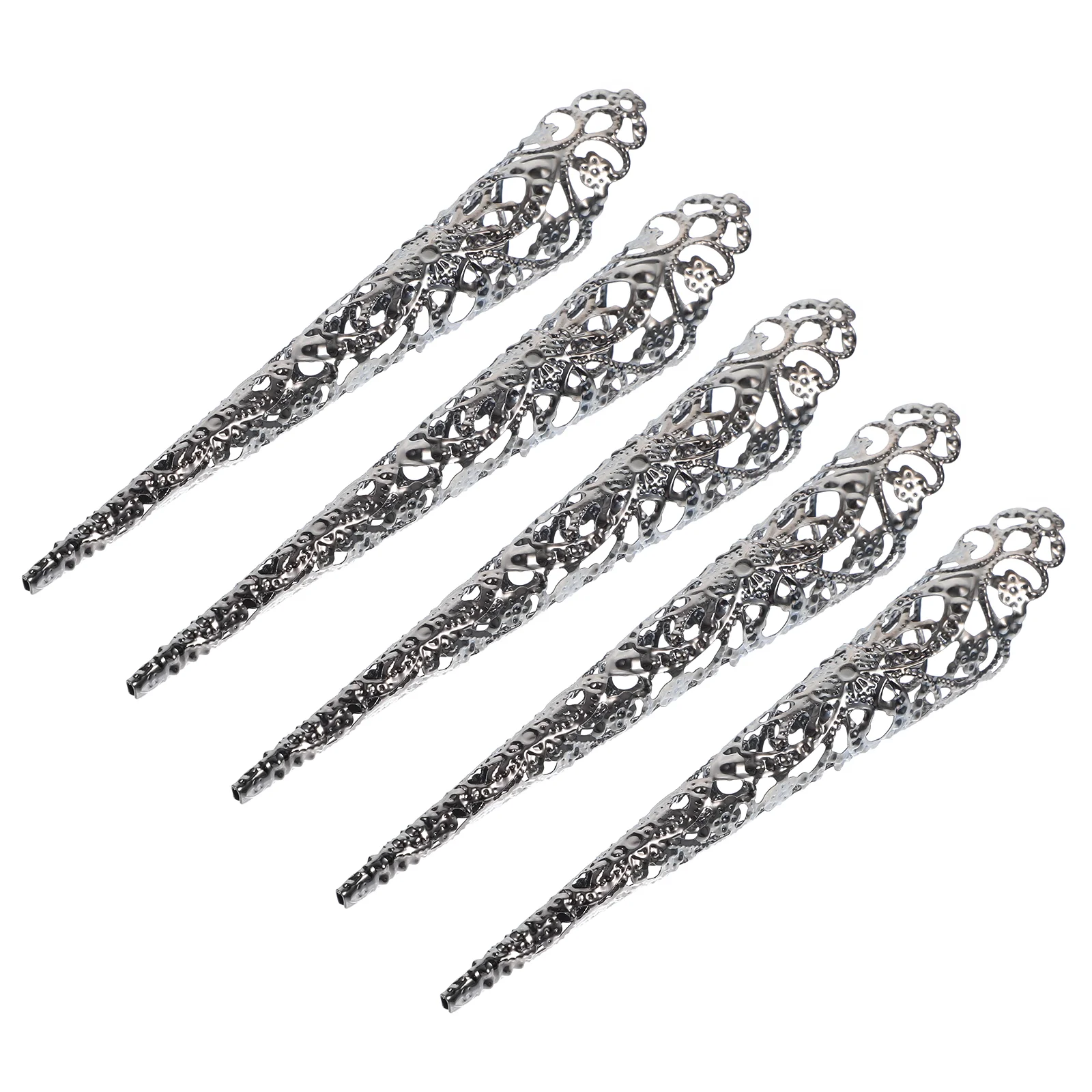 5 Pcs Ring Finger Claw Knuckle Rings Accessories Floral Fingertip Ancient Queen Fingernail Cosplay Claws Black Miss