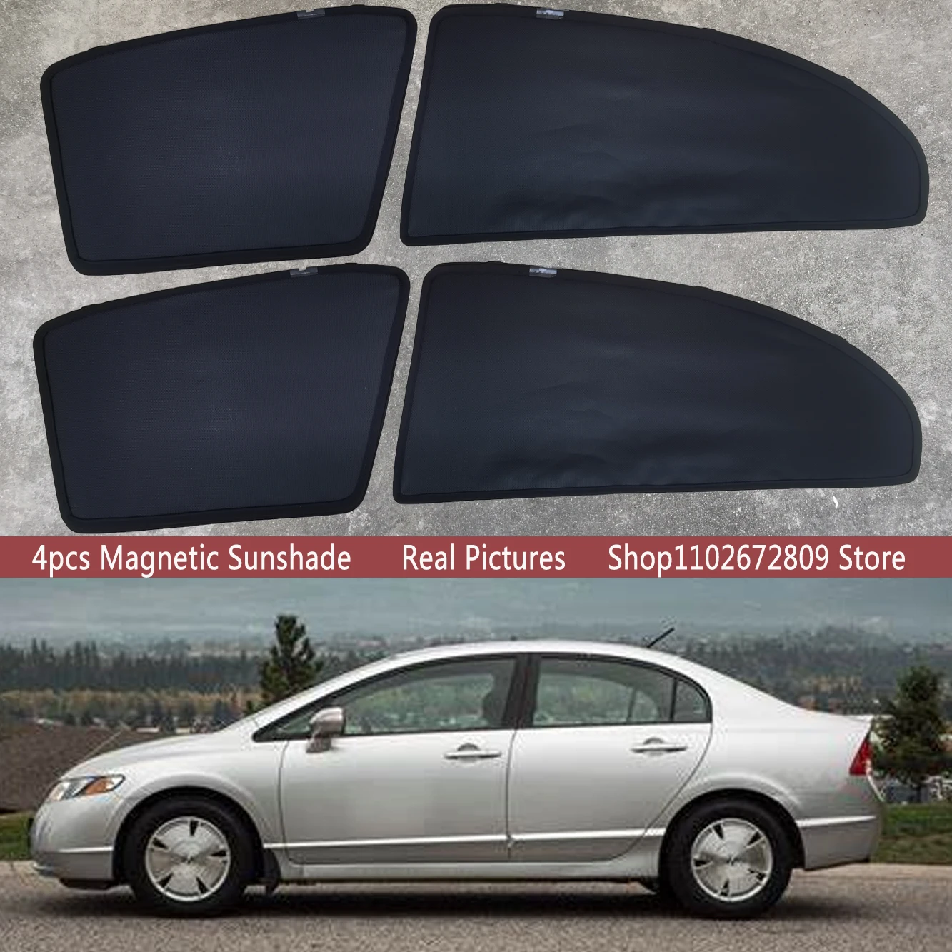 

Magnetic Car Sunshade Shield Front Windshield Frame Curtain Sun Shades For Honda Civic Sedan 8th GEN 2005 – 2012 Accessories