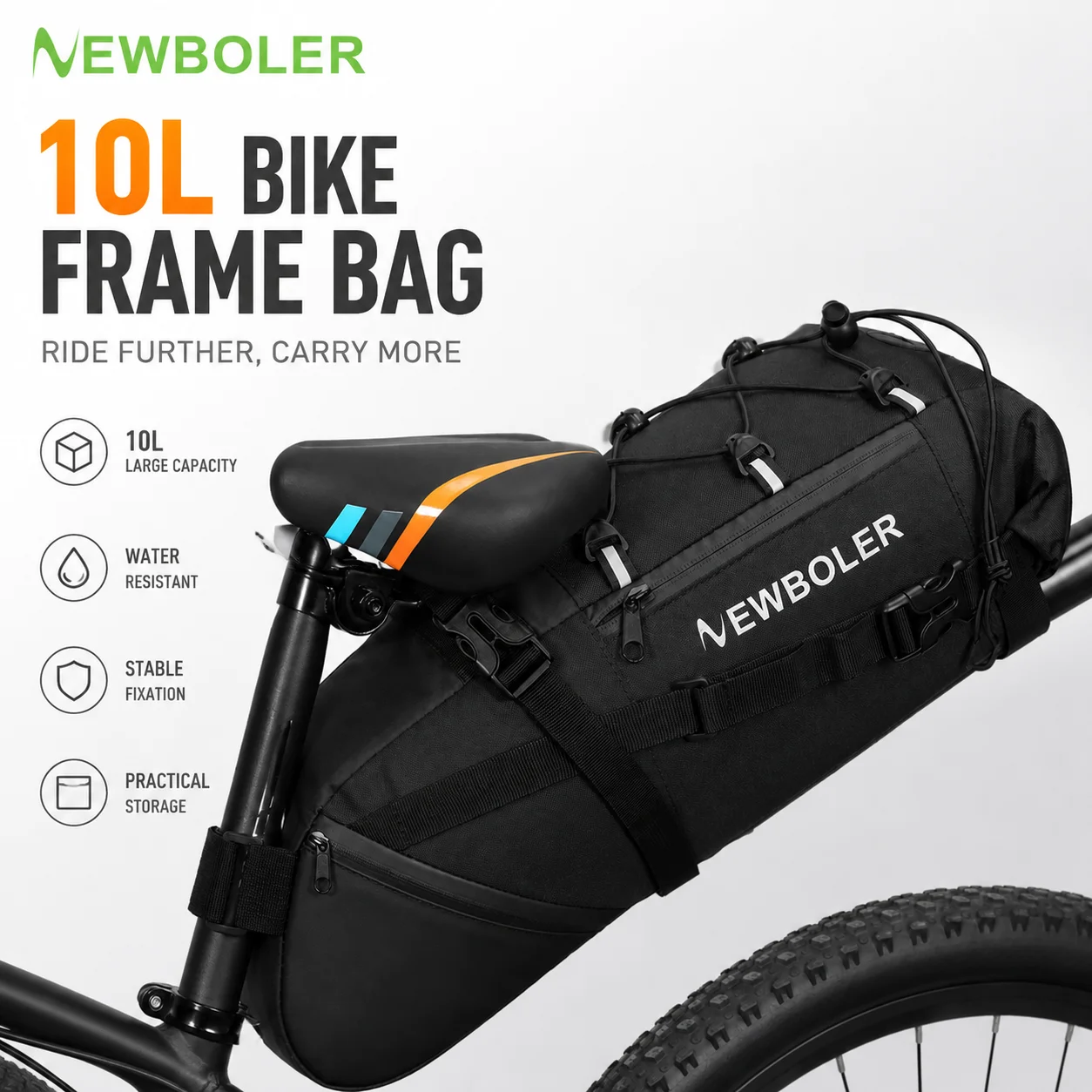 NEWBOLER 10L Bike Saddle Bag Waterproof Bicycle Rear Seat Bag Large Capacity Cycling Tail Foldable MTB Road Bike Storage Bag