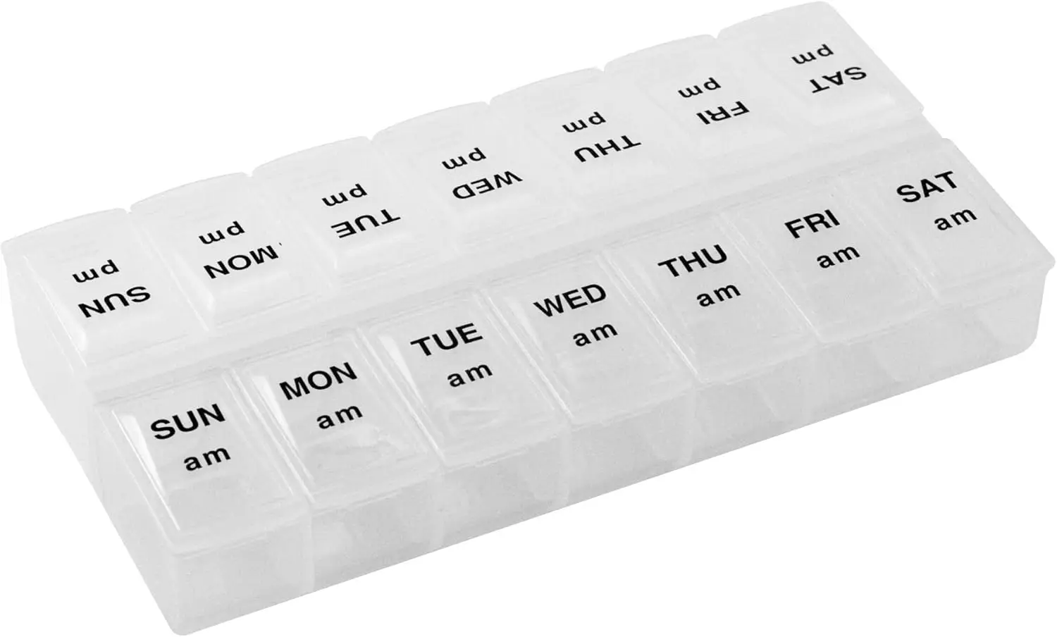 

Weekly Pill Organizer 2 Times a Day, 7-Day AM PM Pill Box, Easy-Open Clear Lids, Medication & Vitamin Organizer